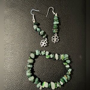 China Jade & Green Aventurine Bracelet and Earring set